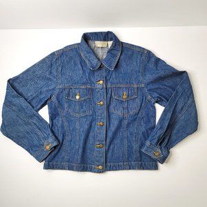 💖 Blue Denim Jean Jacket Sz 10 Buttons Down